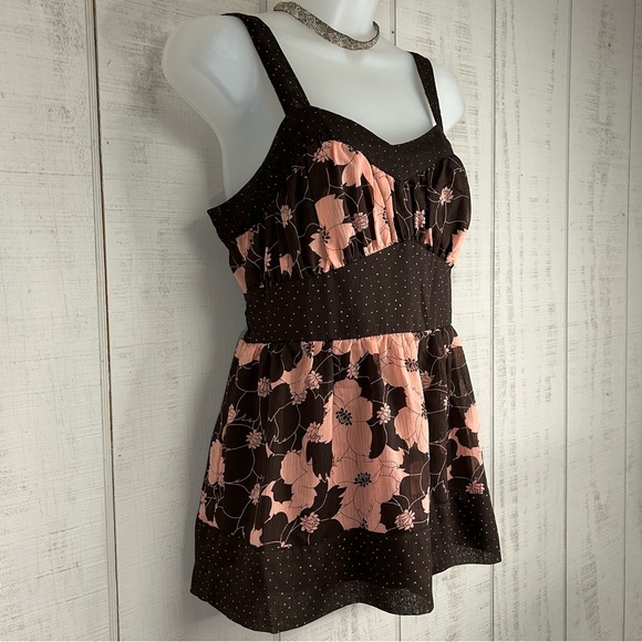Vintage Mixit Y2k Babydoll Top Size‎ L Sleeveless Dark Floral Forest Fairy Boho - Picture 2 of 9